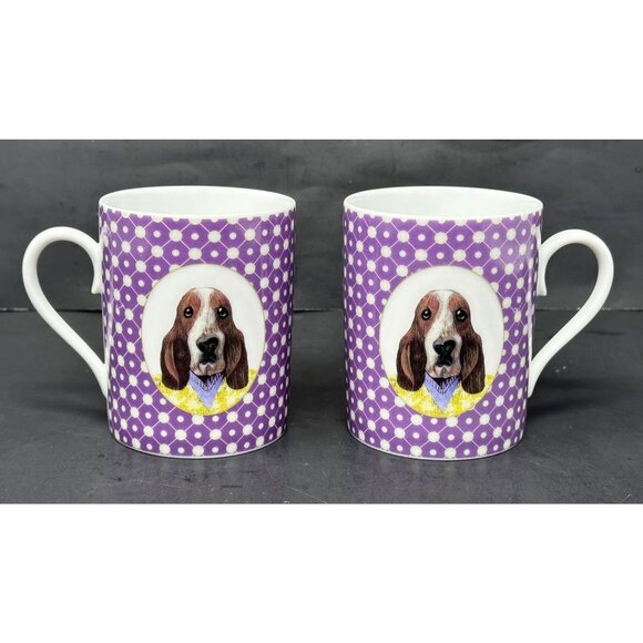 Medard de Noblat Other - MEDARD DE NOBLAT UNE VIE DE CHIEN Basset Hound Mugs Cups 8 oz Set of 2 Limoges